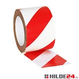 Bodenmarkierungsband, rot/weiß schraffiert, 50 mm x 33 lfm | HILDE24 GmbH